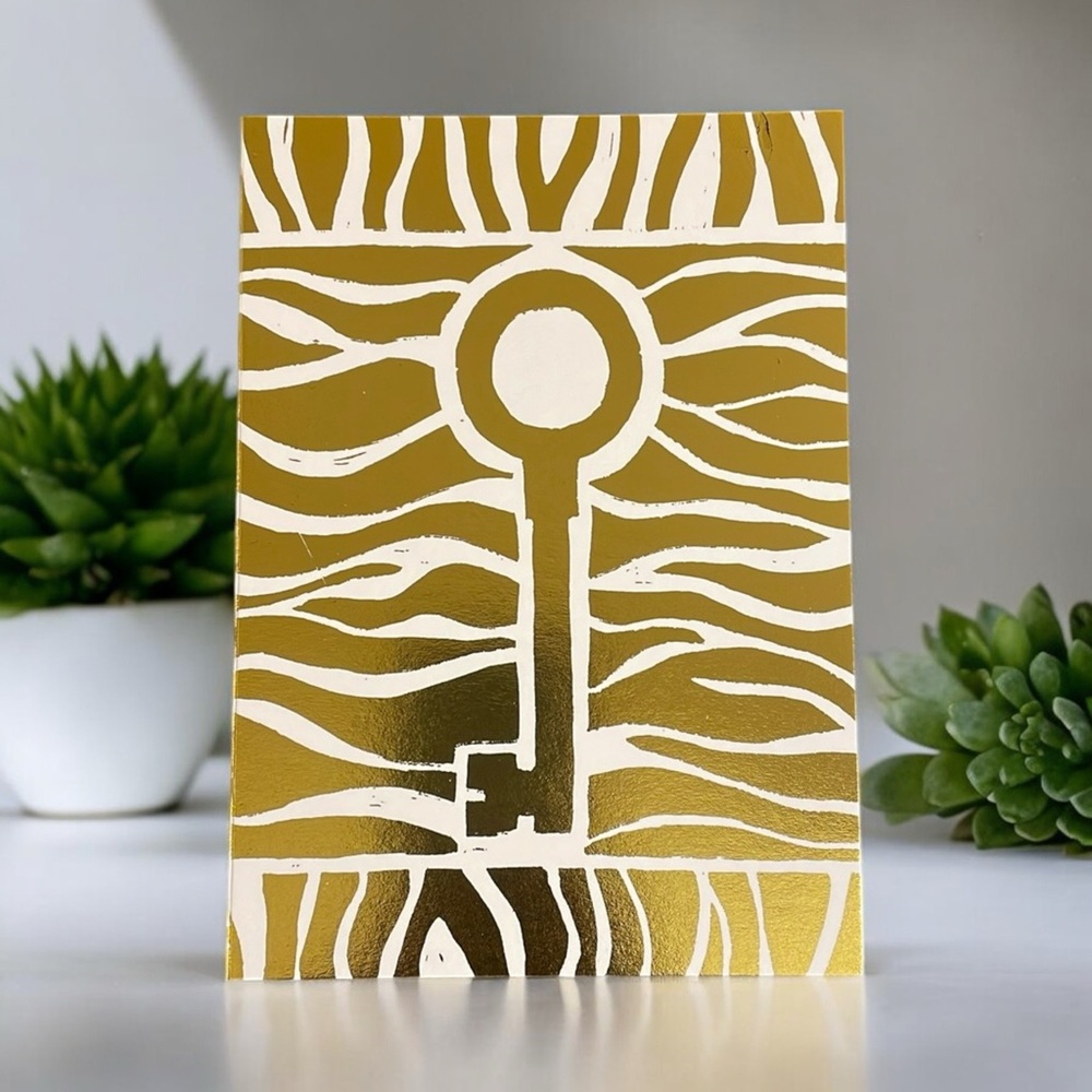 Gold Key & Zebra Print 5x7